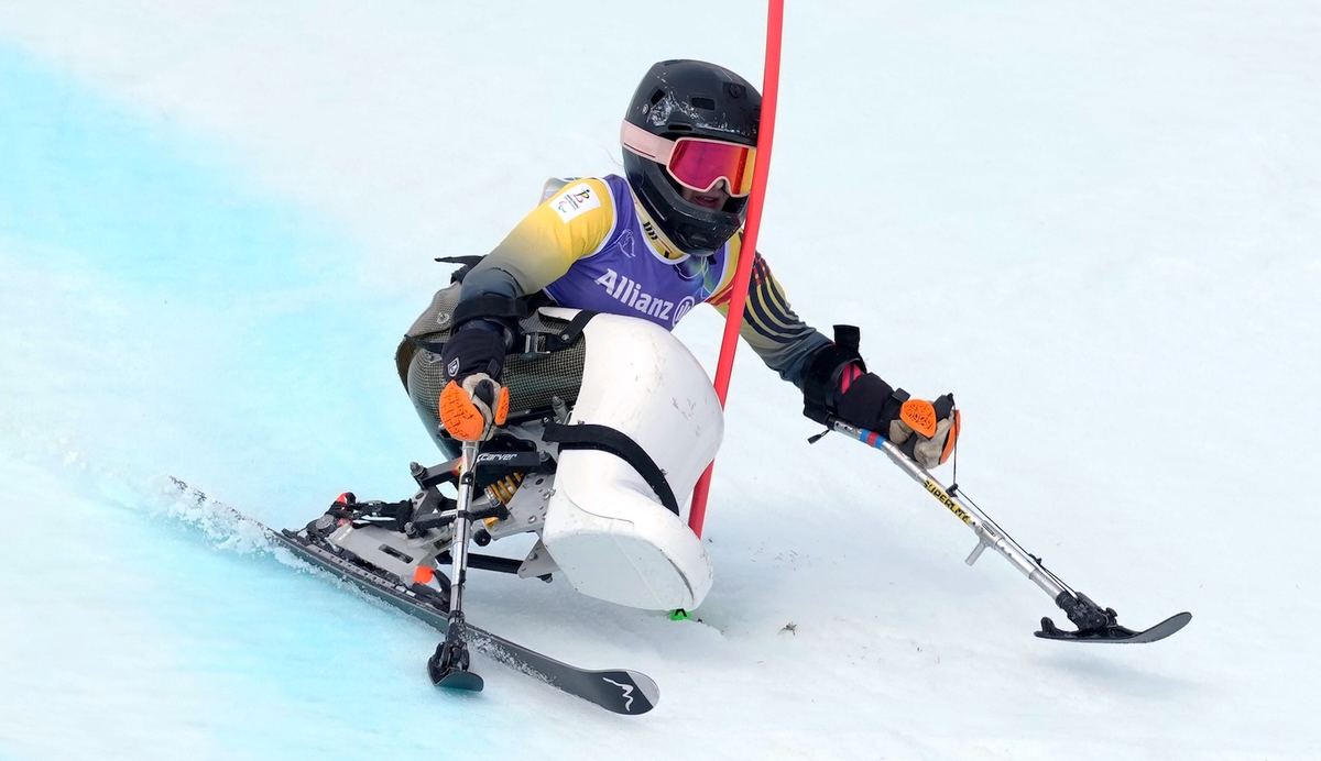 Marte Goossen in de slalom